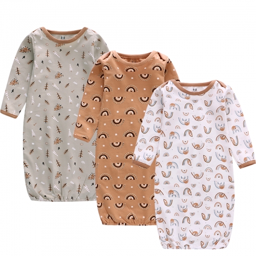 Miracle Baby® 3er-Pack Baby-Nachthemden aus Baumwolle, langärmliger Schlafsack für neugeborene Jungen und Mädchen von 0 bis 6 Monaten
